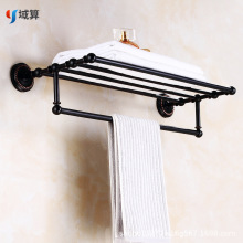 黑古毛巾架浴巾架全銅歐式復古浴室置物架衛生間衛浴五金掛件酒店