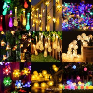 led戶外彩燈防水太陽能充電款滿天星掛燈裝飾庭院燈串草坪氛圍燈