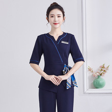 高端美容院技師工作服女短袖氣質美容師養生會所足療足浴制服套裝