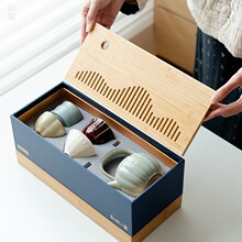 仿古五大名窯一壺四杯干泡盤茶具套組高檔陶瓷功夫茶杯輕奢禮盒裝
