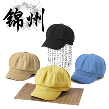 新款貝雷帽女韓版潮春秋夏季帽子短檐顯臉小八角帽潮流復古報童帽