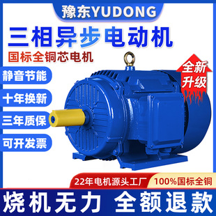 豫東三相交流異步電動機380V全銅1.1/4/5/7.5/11/22/37/45KW千瓦