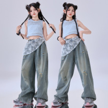 爵士舞女童服裝jazz穿搭潮酷時髦走秀少兒六一兒童演出服舞蹈服夏