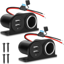 廠家點煙器母座雙USB車充12V-24V車載充電器面板4.2A汽車面板改裝
