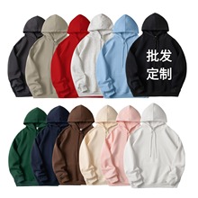 350G寬松純棉華棉連帽帶抽繩衛衣 春秋薄款大碼落跨境印圖衛衣男