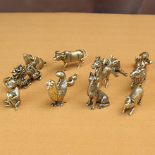 黃銅十二生肖擺件全套銅生肖鼠牛虎兔龍蛇馬羊猴雞狗豬工藝品