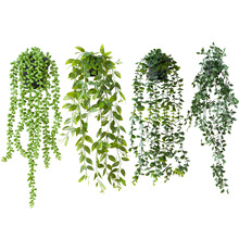 跨境 人造盆栽假懸掛植物 綠色桉樹藤曼陀羅藤帶花盆室內戶外裝飾