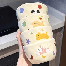 ins高顏值釉下彩兒童碗可愛卡通陶瓷碗具 潮州家用沙拉飯碗盤餐具