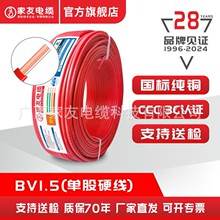 家友國標電線bv純銅單芯硬線bv/1.5/2.5/4/6平方家裝銅線地線電纜