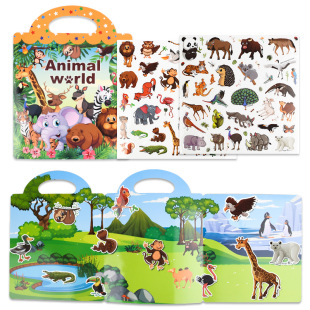 跨境兒童場景貼紙書卡通貼紙幼兒早教專注力認知農場蔬菜動物植物