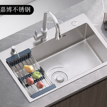 水槽單槽家用拉絲手工洗碗池加厚台下盆洗碗廚房不銹鋼洗菜池水槽