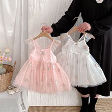 女童連衣裙飛飛袖公主裙兒童禮服花童演出服童裙蓬蓬紗演出服跨境