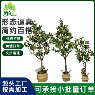 北歐定制款仿真檸檬樹盆栽室內裝飾綠植盆景假花家居擺件落地假樹