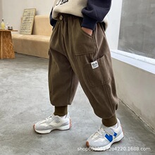 兒童裝男童工裝褲春款純棉褲子新款春秋季中小童洋氣寬松運動長褲