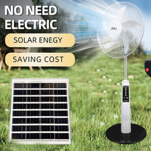 工廠外貿定制16寸ACDC充電家用搖頭立式落地扇帶燈藍牙太陽能風扇
