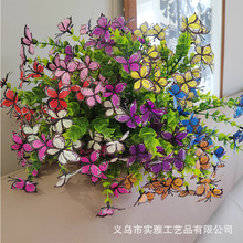跨境仿真尤加利蝴蝶花塑料假花婚慶家居插花布置人造植物花束裝飾