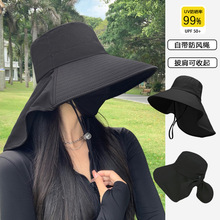 防曬帽女大帽檐遮陽新款防紫外線太陽帽護頸披肩遮臉漁夫帽子