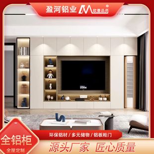 客廳家用鋁合金電視櫃收納儲物一體組合整體滿牆背景牆櫃全屋定制