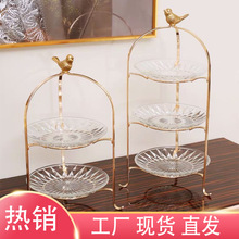 歐式美式茶幾擺件糖果盤蛋糕托盤水晶果盤創意現代水果盤客廳家用