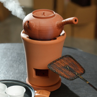 葉喬手作南瓜砂銚潮汕功夫茶煮茶爐套裝紅泥小火爐炭爐茶具燒水壺