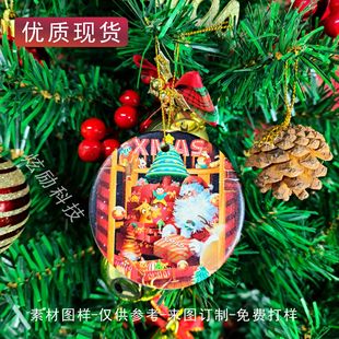 2024年亞馬遜跨境聖誕陶瓷掛件心形圓形雙面彩印聖誕節掛件裝飾