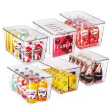 跨境新款XL手提帶蓋透明塑料收納盒櫥櫃台面冰箱食品可堆疊儲物箱