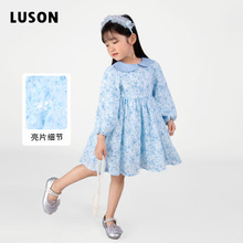陳大豬LUSON2024新款春節女童公主洋氣表演印花連衣裙現貨批發