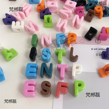 亞克力單個英文字母大孔珠馬卡龍手工串珠直孔散珠手機鏈配件