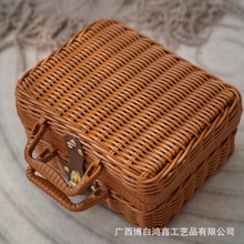 藤編手提伴手禮盒 精美藤箱 塑料仿藤手工編織 婚禮中秋國慶禮盒