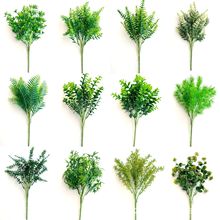 批發仿真植物網紅綠植尤加利葉竹葉把束系列綠葉綠植塑料水草把束