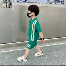 童裝男童夏季時髦2024新款中大童韓版洋氣休閑寬松POLO上衣兩件潮