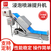 浸泡噴淋提升機商用自動提升噴淋設備不銹鋼輸送機蔬菜清洗流水線