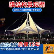 設計膜結構景觀棚 公共場所夜晚燈光景觀棚 公園景區張拉膜景觀棚