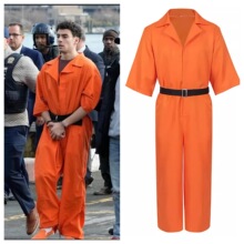 萬聖節cos服裝跨境歐美監獄服路易吉角色扮演橙色囚犯服COS監獄服