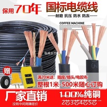 珠江電纜線國標純銅芯電線防凍軟線RVV兩芯三相電源線1/2.5/6平方