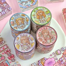 跨境提拉多小食光花園秘境PET膠帶可愛女孩花朵防水手賬裝飾貼紙