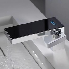 槍灰色面盆水龍頭冷熱兩用洗臉盆台上洗手盆全銅數顯瀑布龍頭包郵