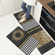 北歐PU皮革廚房地墊 防水防油地墊 pvc腳墊eva發泡墊子可剪裁地毯