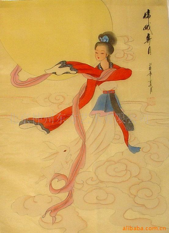 画人物画 工笔仕女画 绢画神话人物 <em>女娲观音</em>嫦
