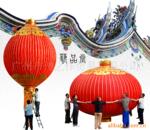 8米钢丝红绸布大红灯笼,喜迎春节大型广场高高挂广告大红灯笼