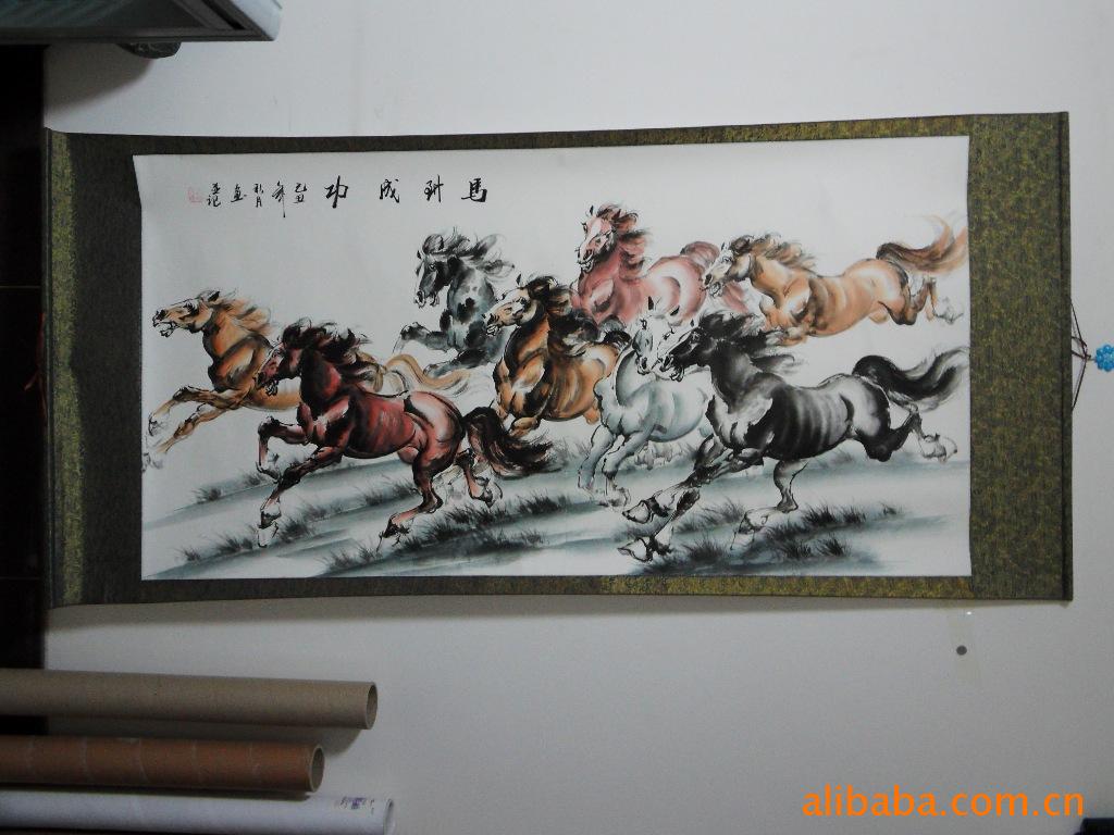 国画骏马 奔马图 八骏图 徐悲鸿写意马 八骏图