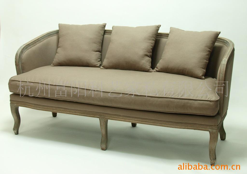 【法式双人沙发 扶手椅 雕花椅 拉木纹沙发(CH