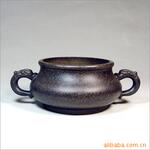 【平底侧两耳陶瓷薰香炉 13x9cm 】石香炉