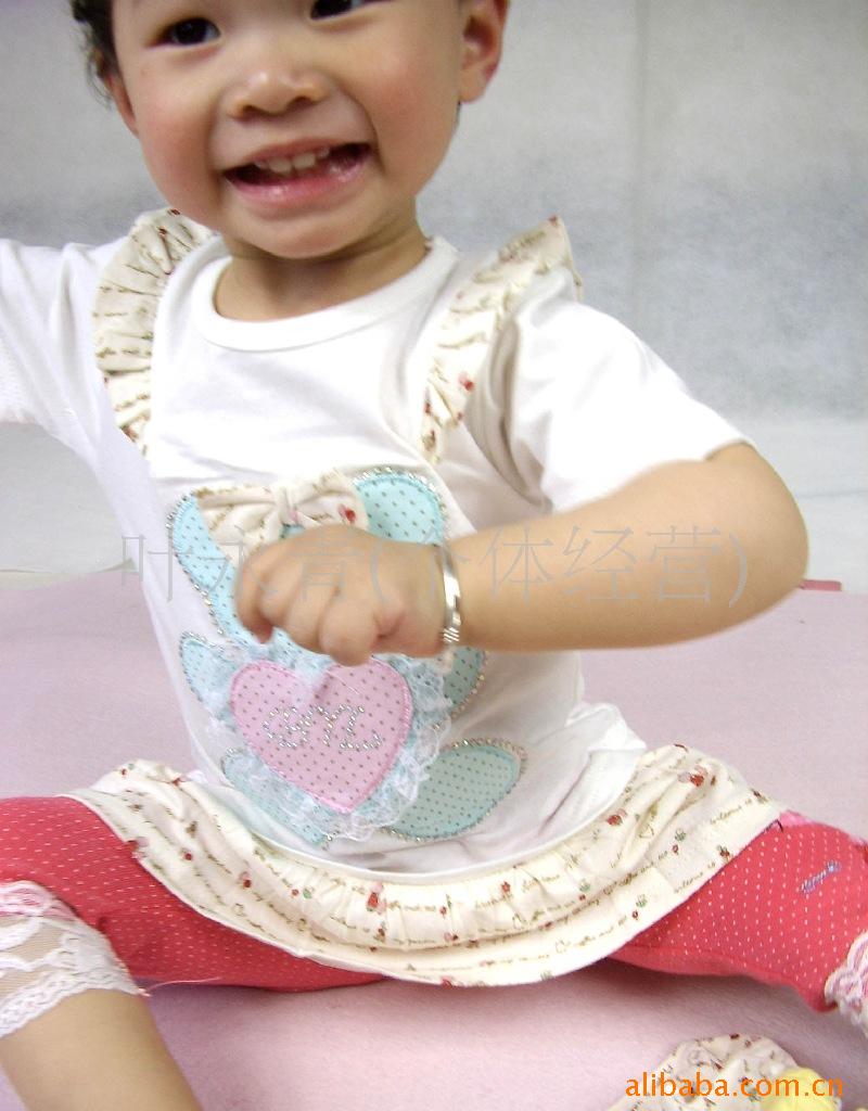 【厂家直供 B2W2同款飞肩可爱小熊裙恤1509