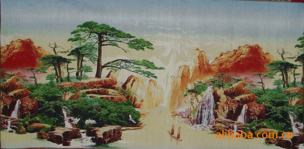厂家直销供应云龙织锦画风景画涤纶线工艺画60120
