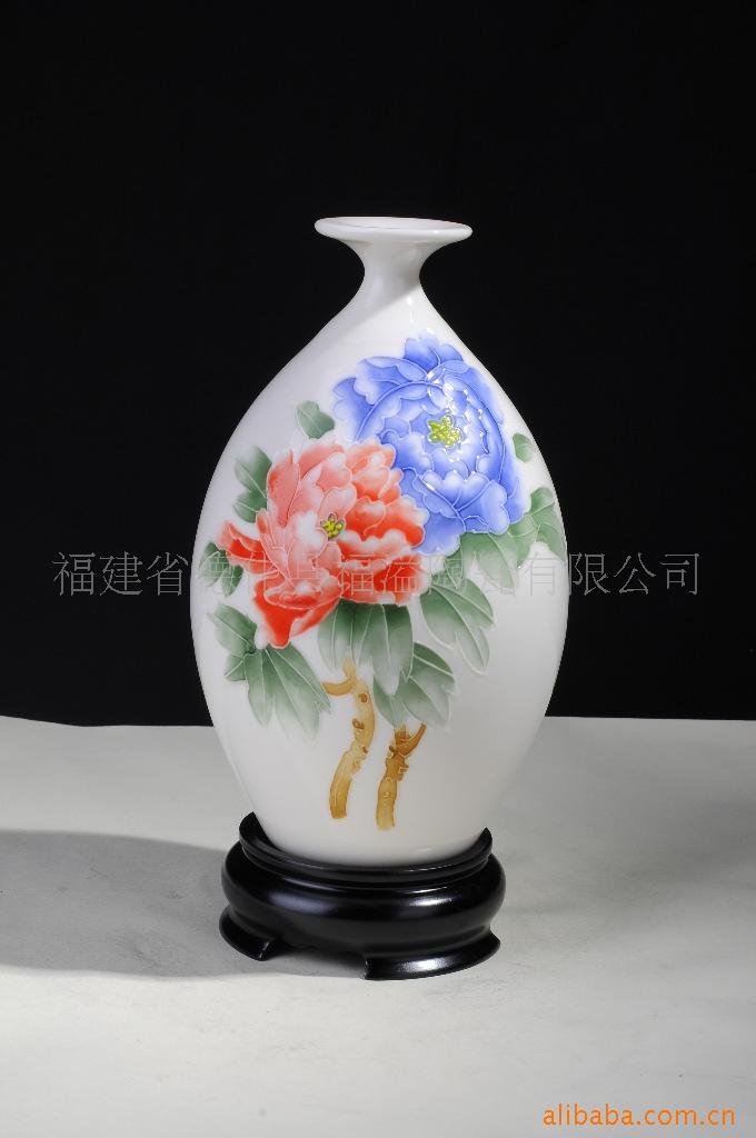 白瓷 佛像 福建德化福溢陶瓷供应 手工画牡丹釉下五彩