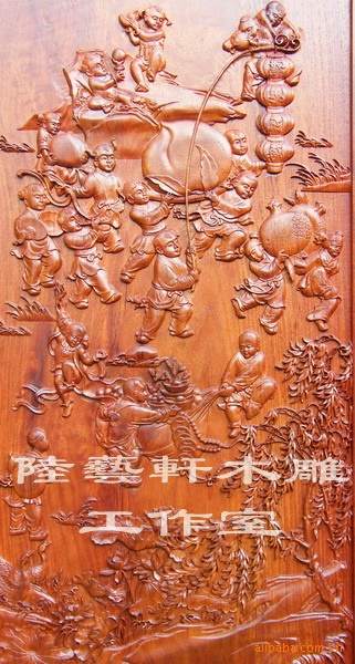 供应东阳木雕精雕百子图挂屏屏风厂家直销