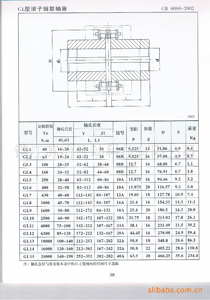 批发gl型滚子链联轴器 镇江苏冶传动科技有限公司