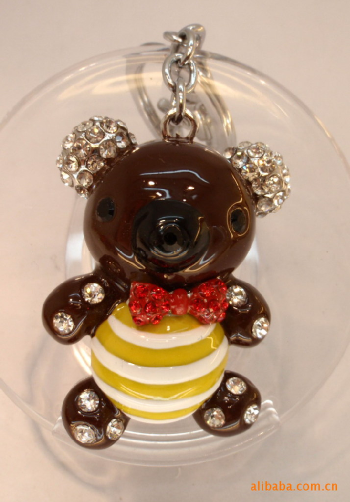 产品服务 厂家批发 供应镶钻滴油小熊钥匙扣包包挂件 产品编号:pr