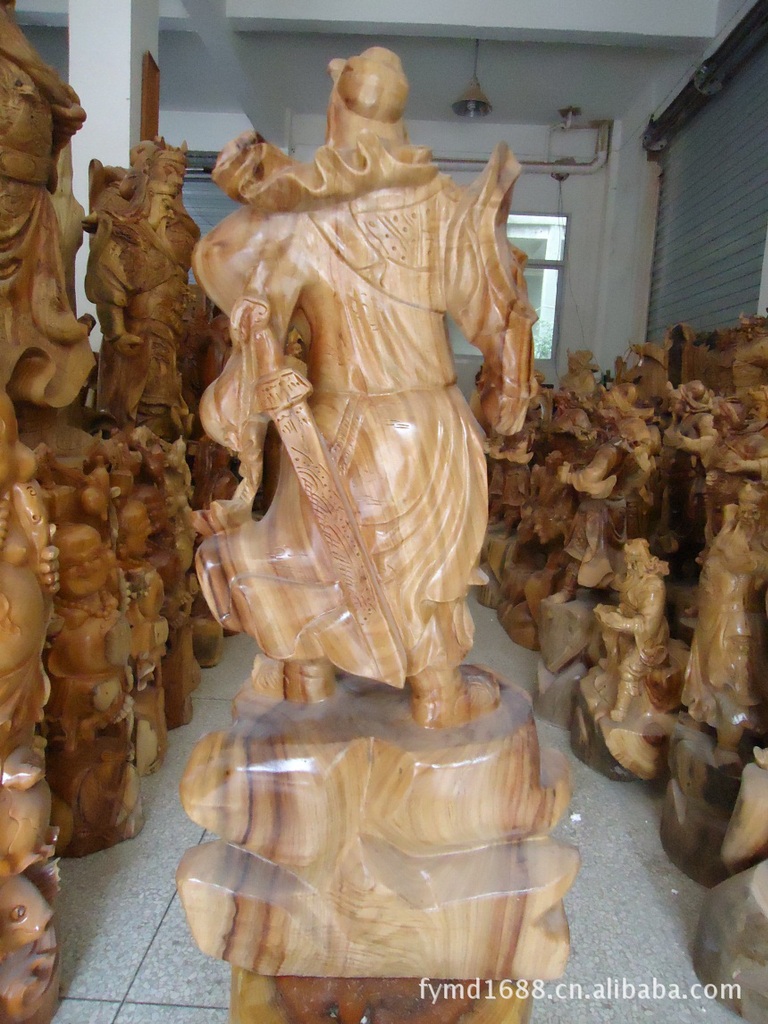 佛缘木雕厂 香樟关公 关公木雕摆件 关公佛像 工艺品加工图片_4